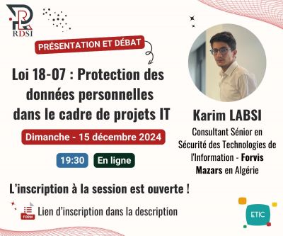 Session sur la loi 18-07 : Protection des données personnelles dans le cadre de projets IT